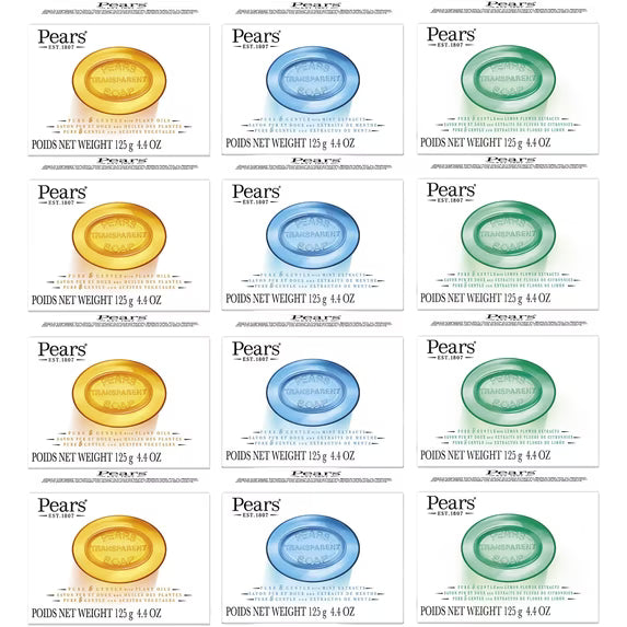 Pears Soap variant; Gentle Care Transparent, lemon, mint 4.4oz 4each 125g