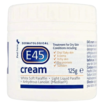 E45 Dermatological Moisturising Cream for Dry, Itchy, and Sensitive Skin 125g (6pack)
