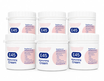E45 Dermatological Moisturising Cream for Dry, Itchy, and Sensitive Skin 125g (6pack)