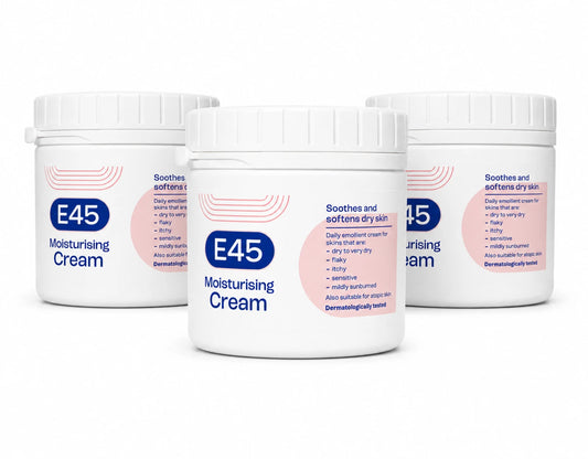 E45 Dermatological Moisturising Cream for Dry, Itchy, and Sensitive Skin (350g) - Pack of 3